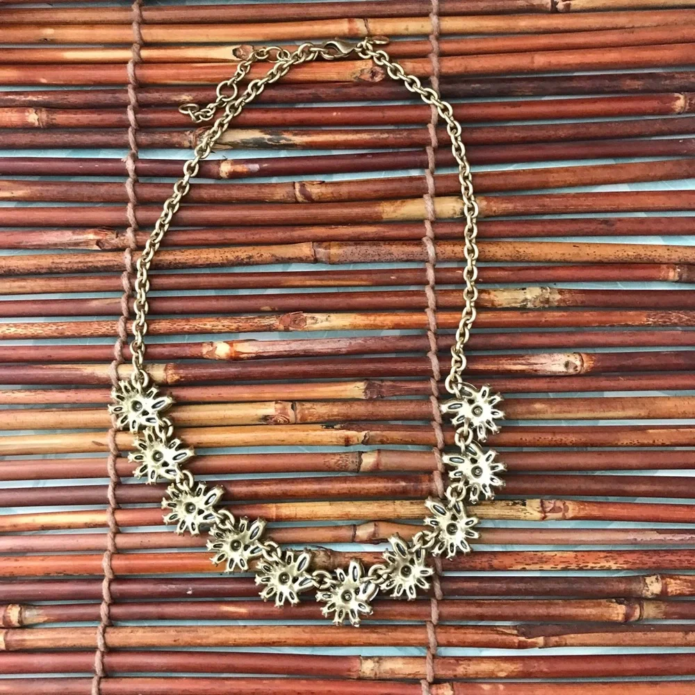 J Crew Glitzy Rhinestone Gold Tone Necklace